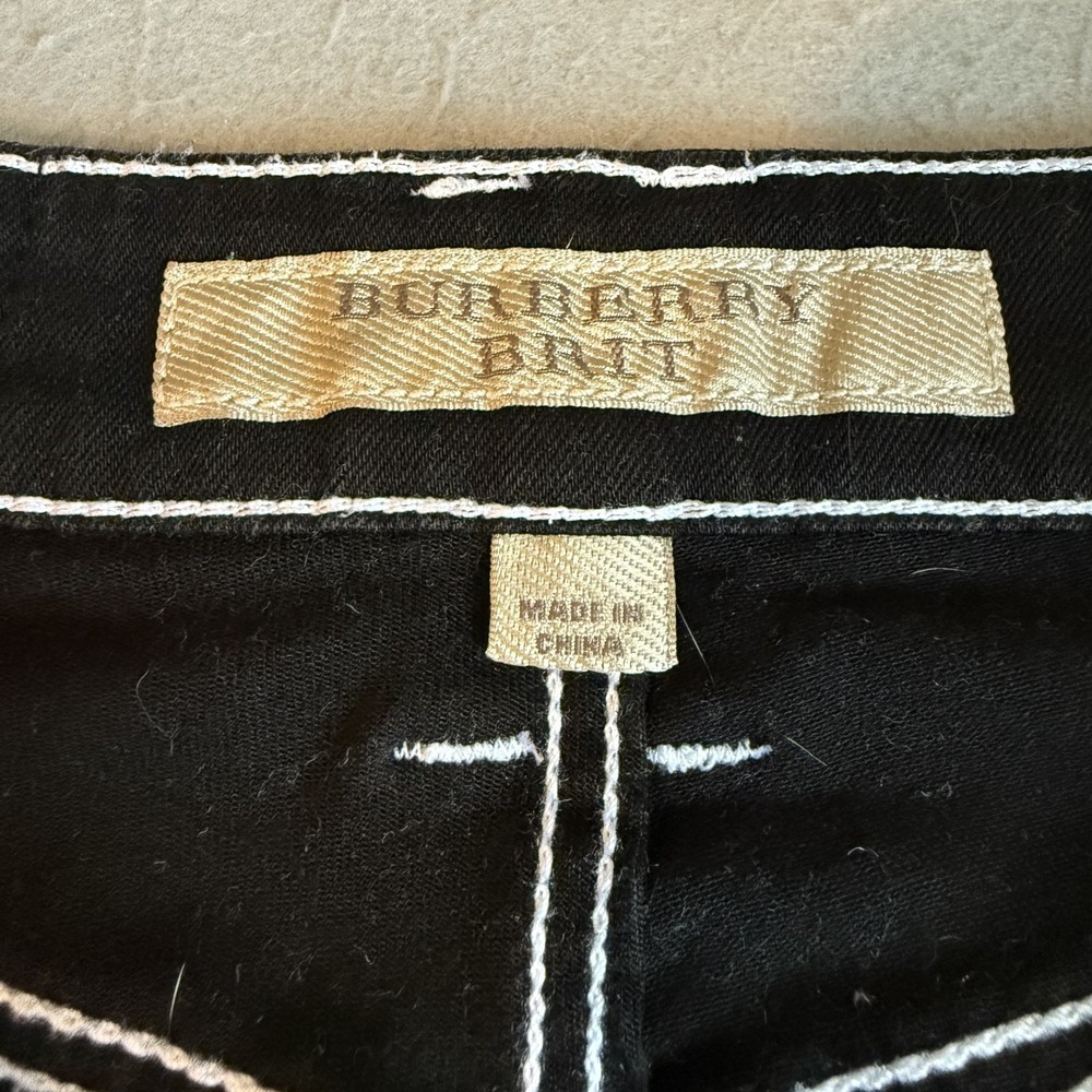 Burberry Brit Skinny High Rise Jeans Black White Contrast Stitch Stretch Denim - Picture 5 of 15